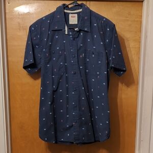 Levi's Men's Patterned Blue Button Down Shirt